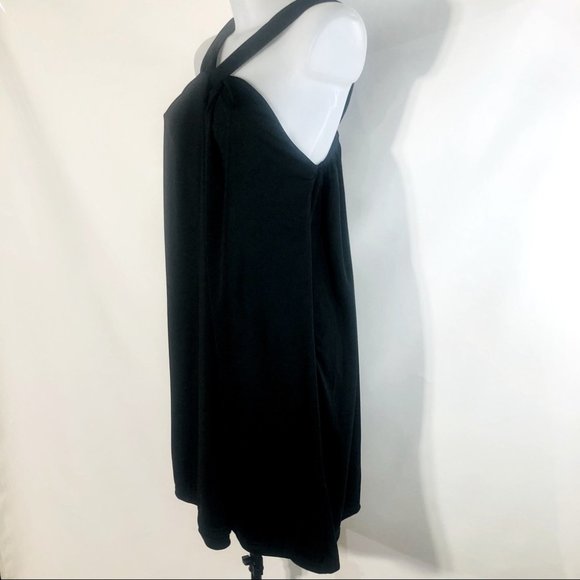 Suzanne Betro Division D Black Tie Collar Sleeveless Shift Midi Dress Size L - Picture 2 of 9